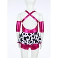 thumbnail image 5 of inhzoy Kids Girls Western Cowgirl Outfits Tassel Metallic Gloss Bodysuit with Arm Sleeve for Stage Hot Pink 14, 5 of 7