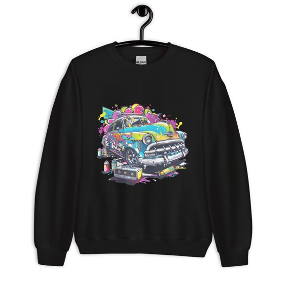 🎨 Urban Graffiti Style Unisex Sweatshirt – Bold, Colorful Streetwear Fashion (Black, S)