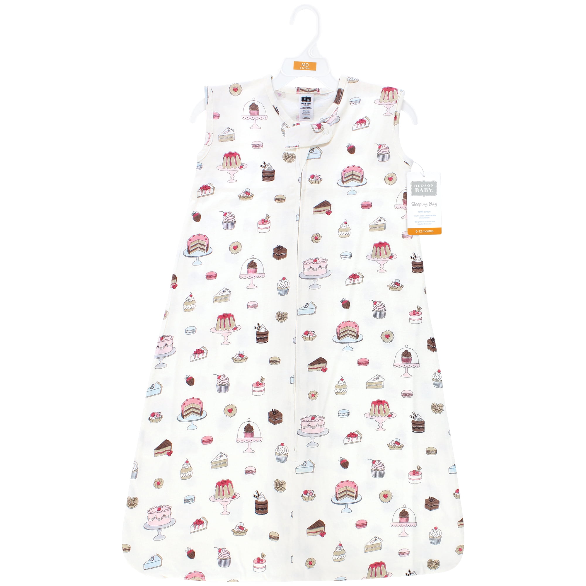 Hudson Baby Infant Girl Cotton Sleeveless Wearable Sleeping Bag, Sack, Blanket, Sweet Bakery, 12-18 Months