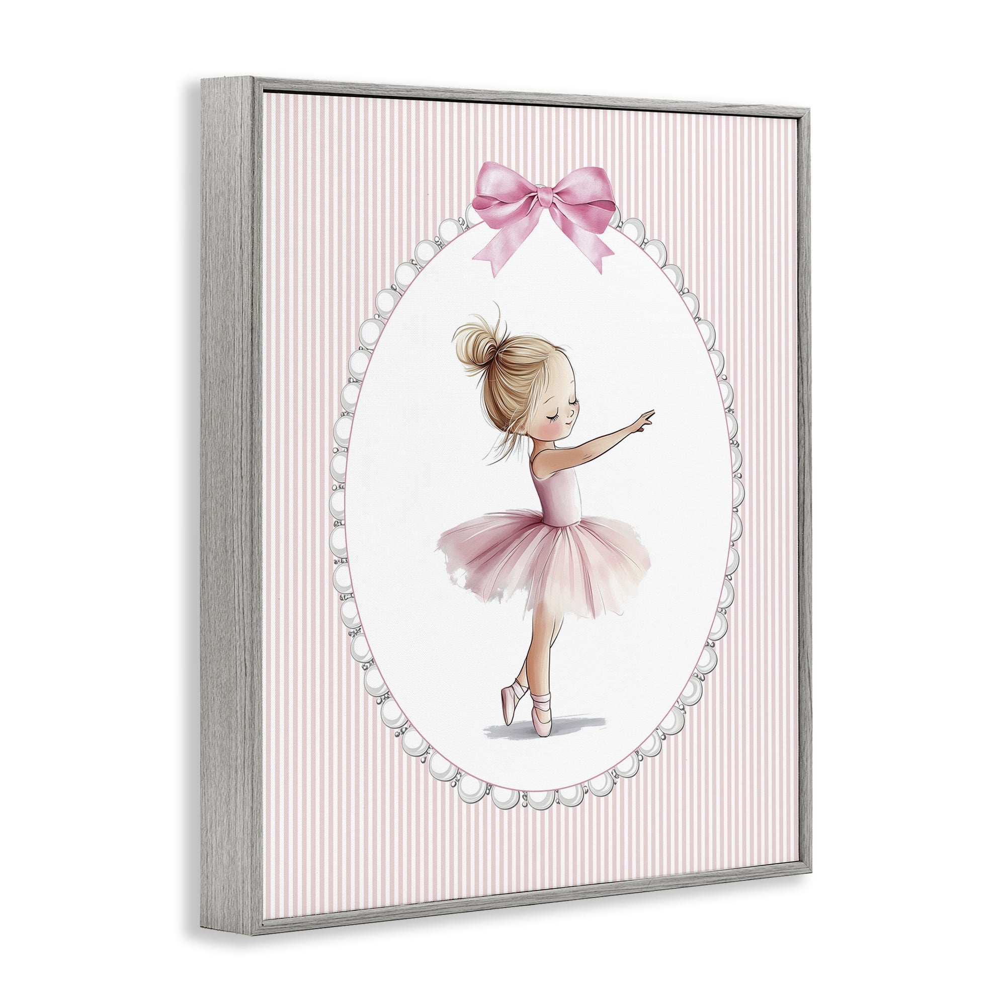 Stupell Industries Blush Pink Ballerina Gray Framed Giclee Art, design by Christine Simpson Art