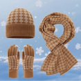 thumbnail image 2 of HNMKIU Winter Warm Lined Knitted Scarf Hat Set For Adults Cold Weather Outdoor Activities Khaki - One Size, 2 of 4
