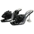 thumbnail image 4 of HEMOTON Bow Heels for Women Black PU Material Comfortable and Durable Slide Sandals 3.5 Inches High Heel, 4 of 8