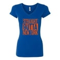 thumbnail image 2 of Straight Outta New York NYM Fan | Fantasy Baseball Fans | Womens Sports Slim Fit Junior V-Neck Tee, Royal, X-Large, 2 of 4