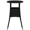 thumbnail image 2 of vidaXL Garden Table Ø60x75 cm Tempered Glass and Poly Rattan Black, 2 of 4