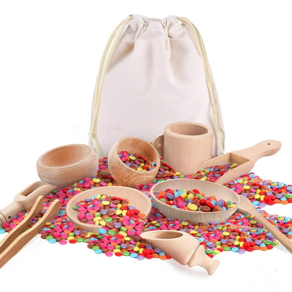 Sensory Bin Tools Yowlieu de madera, 10 unidades, para bebés y niños
