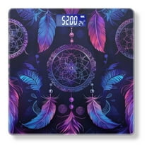 Bathroom Scale, Highly Accurate Digital Body Scale,Precisely Measures Weight up to 400 lbs-Dreamcatchers In Shades Of Purple And Blue With Feathers Intertwined