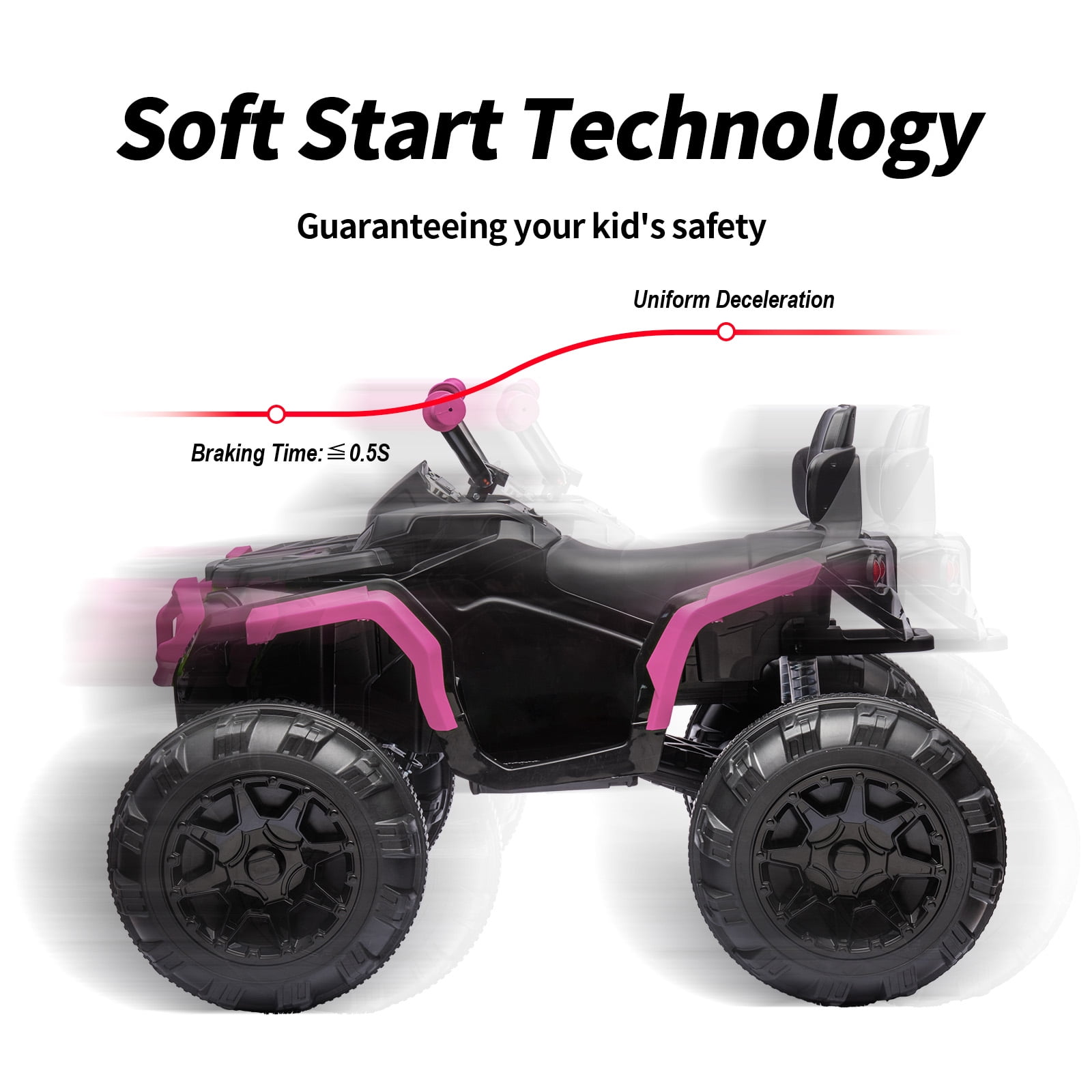 Hikiddo Kids ATV 4 Wheeler, 24V Kids Ride on Toy for Big Kid w/Bluetooth, 400W Motor - Pink