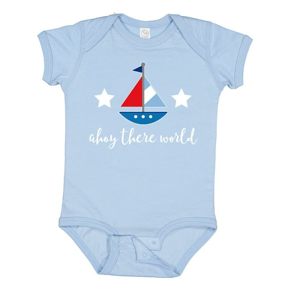 Inktastic Nautical Baby Boy Ahoy Sailboat Boys Baby Bodysuit