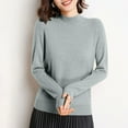thumbnail image 7 of Women's 100% Cotton Seamless Sweater Mock Neck Long Sleeve Ribbed Knitted Pullover Tops, 7 of 7