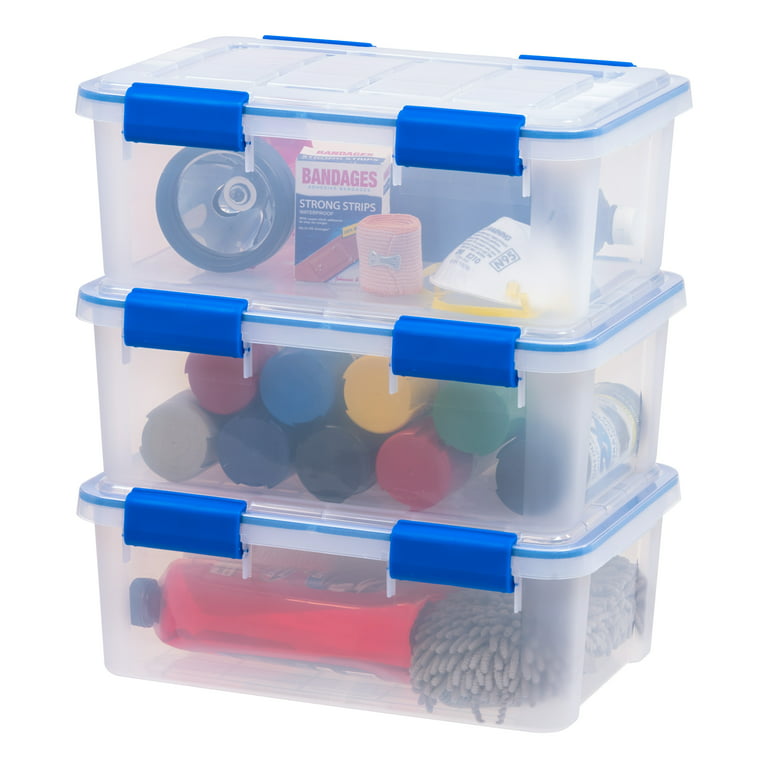 IRIS USA 16 Quart WeatherPro™ Multi-Purpose Storage Box, Clear with Blue  Buckles, Set of 3 