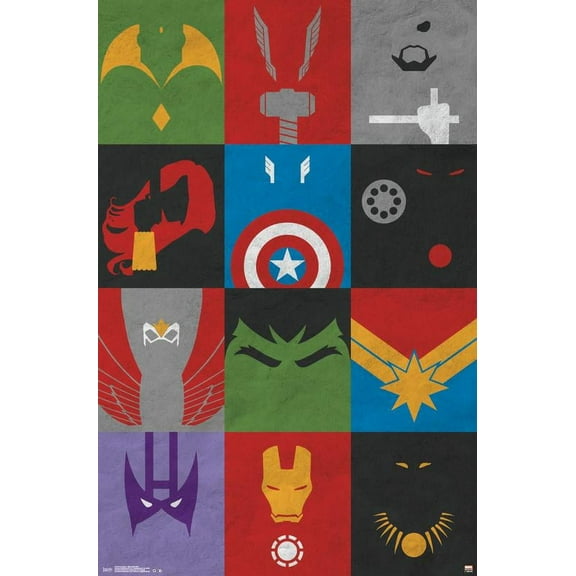 Marvel Comics - Avengers - Minimalist Grid Wall Poster, 22.375" x 34"
