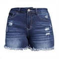 thumbnail image 5 of Gubotare Women's Denim Shorts High Stretchy Low Rise Jean Shorts for Women, Y2K MIni Denim Shorts Sexy Summer (Dark Blue,Size XXL), 5 of 9