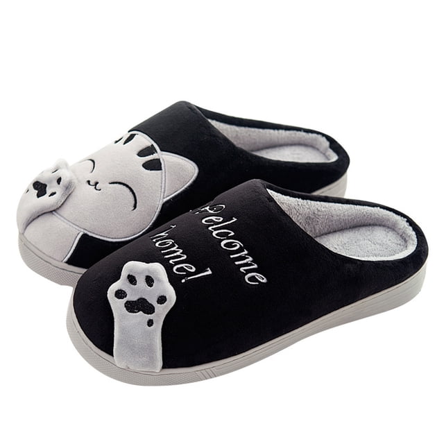 LSLJS Pantoufles en Coton Intérieur Hiver Couples Maison Caicai Chats Chaudes Peluche Antidérapantes Pantoufles