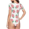 thumbnail image 4 of Daiia Strawberry print Women's Crew Neck Short Sleeve Bodysuit Fashion Tops Fit Casual Basic Extender Bodysuit-Small, 4 of 9