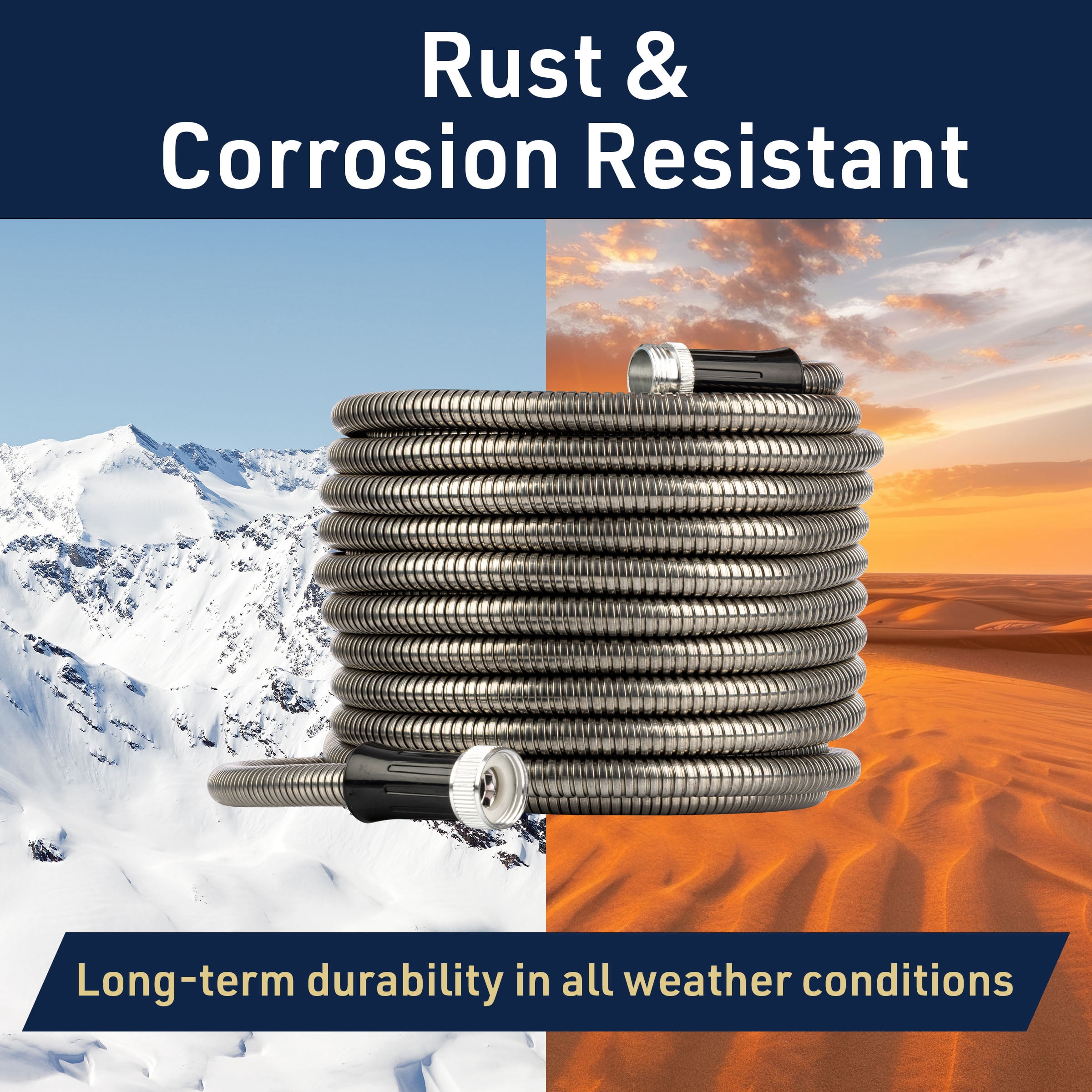 Kings County Tools Stainless Steel Hose - Kink Proof 100 Foot Garden Hose