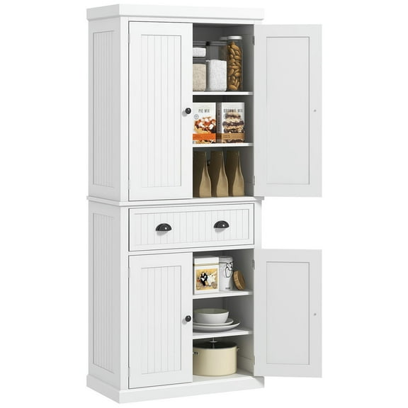 GVN Kitchen Pantry,72" Kitchen Cabinet, Pantry Storage Cabinet with Doors and Shelves