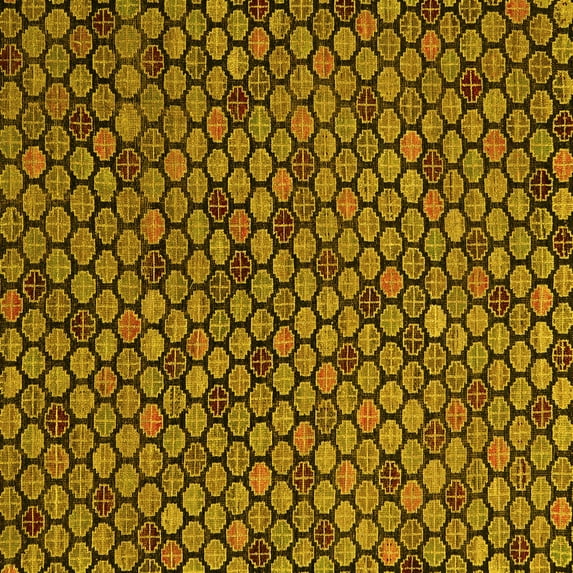 Ahgly Company Machine Washable Indoor Square Abstract Yellow Modern Area Rugs, 7' Square