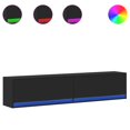 TV wall with LED black 180x31x38 cm