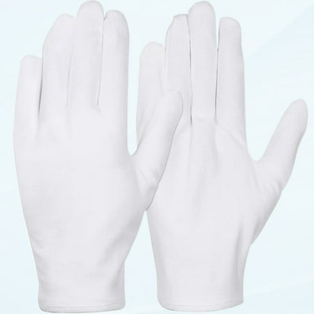 White Cotton Gloves, 6 Pairs Cotton Gloves Large Clothes Gloves for Women Dry Eczema Hands Moisture Attending Jewelry Archive Cleaning Silver Clothing Inspection