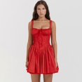 thumbnail image 2 of Vestido sexy con dobladillo plisado y tirantes para mujer, minivestido sin mangas y espalda descubierta a la moda para mujer, vestidos de fiesta de noche de verano 2024, vestidos de corte A, 2 of 5