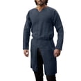 thumbnail image 1 of Bata de hombre de color liso con cuello en V - Ropa clásica para hombre - Manga larga - Para el día a día/trabajo - Todas las estaciones - Tallas S-XXXL, 1 of 7