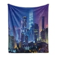 thumbnail image 1 of Landscape Soft Flannel Fleece Throw Blanket, Modern Scenery Image with Kuala Lumpur Cityscape Skyscrapers Artwork Print, Cozy Plush for Indoor and Outdoor Use, 70" x 90", Multicolor, by Ambesonne, 1 of 6