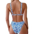 thumbnail image 2 of Conjunto de bikini ZAFUL con estampado floral de cintura alta para mujer (azul M), 2 of 7