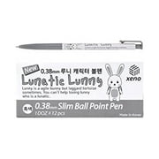 ZEESOON Xeno Lunatic Lunny 0.38mm Slim Ball Point Pen Dozen Box 12 Pcs, Made in Korea (Black 12pcs)