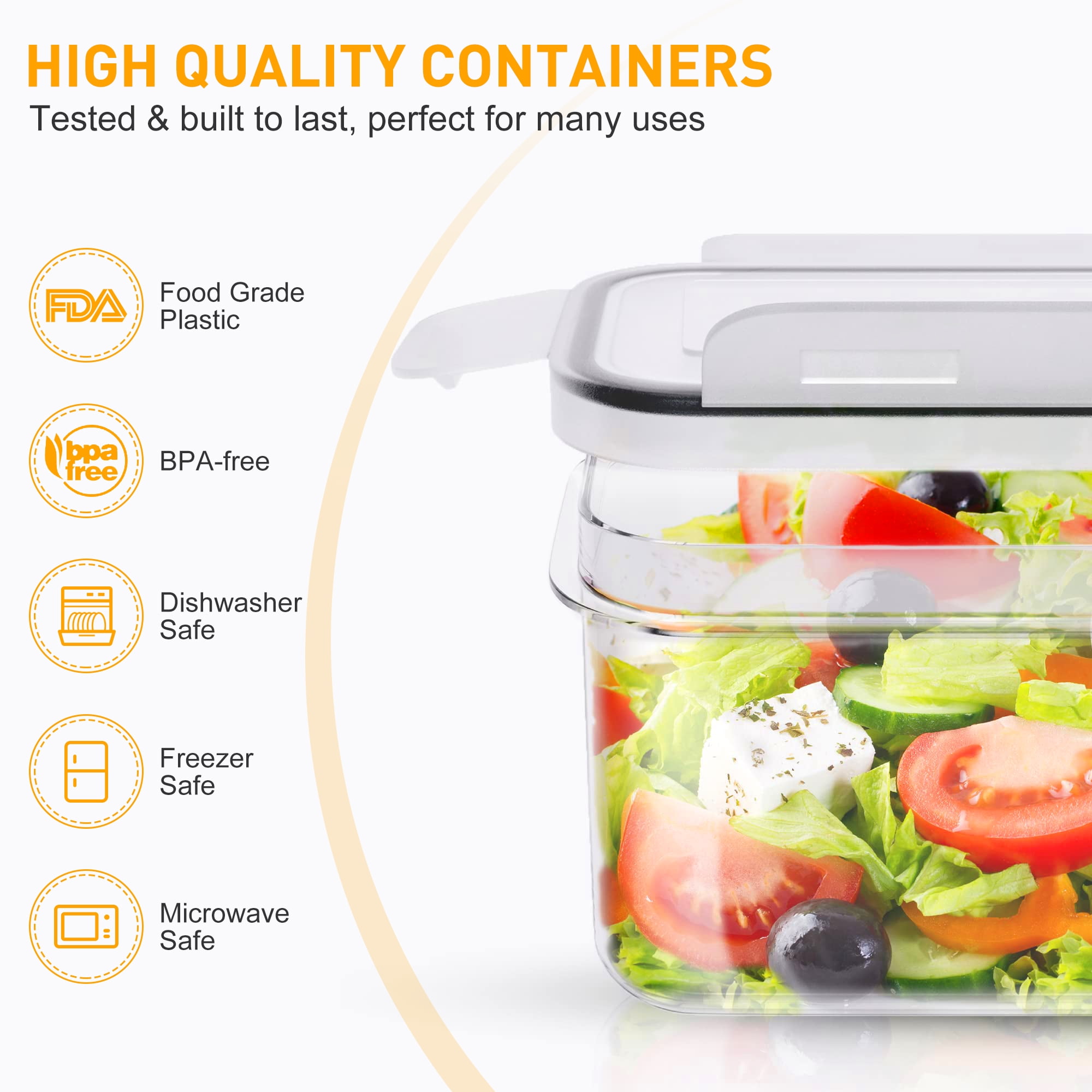 Seseno 24 Pack Airtight Food Storage Container Set - BPA Free Clear Plastic Kitchen and Pantry Organization Canisters with Durable Lids for Cereal Dry