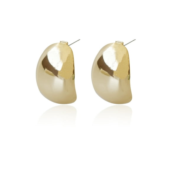 Time and Tru Women's Domed Metal Earring In Gold Plated Color