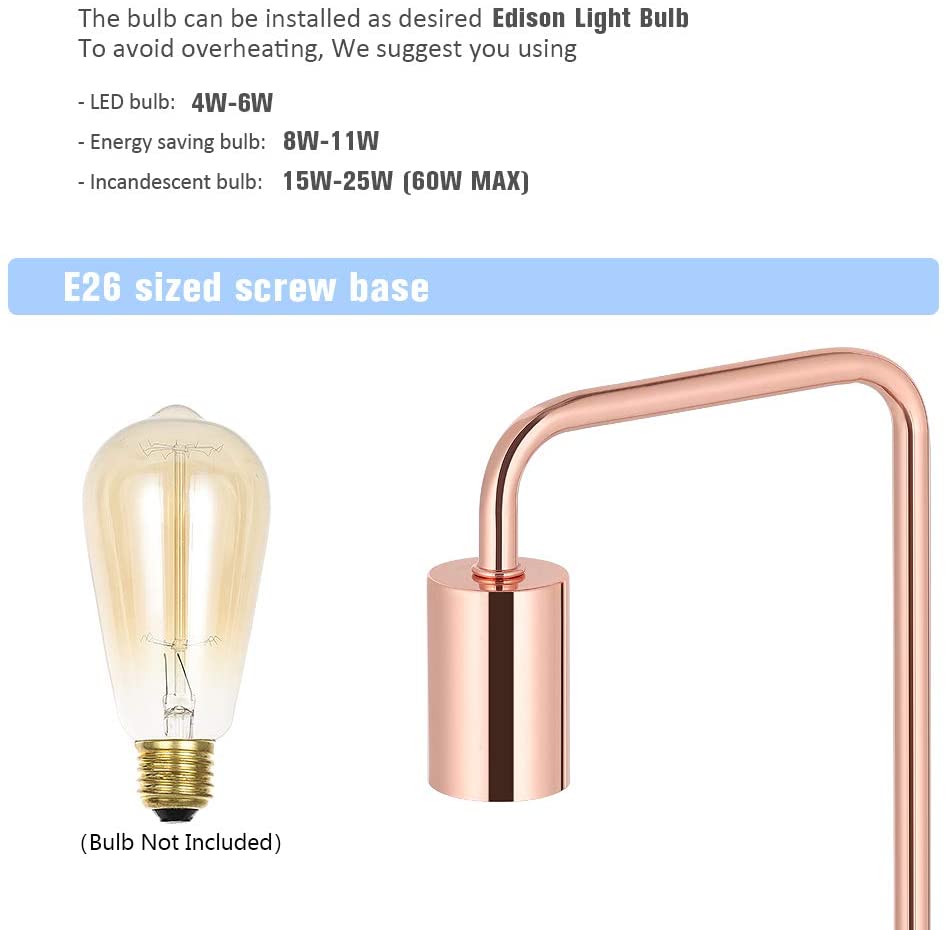 LIANTRAL Rose Gold Nightstand Lamps Table Lamp Metal Set of 2