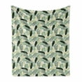 thumbnail image 1 of Botanical Soft Flannel Fleece Blanket, Monstera Fan Palm Banana Leaves Exotic Foliage Jungle Hipster Flowers, Cozy Plush for Indoor and Outdoor Use, 60" x 80", Khaki Dark Green White, by Ambesonne, 1 of 5