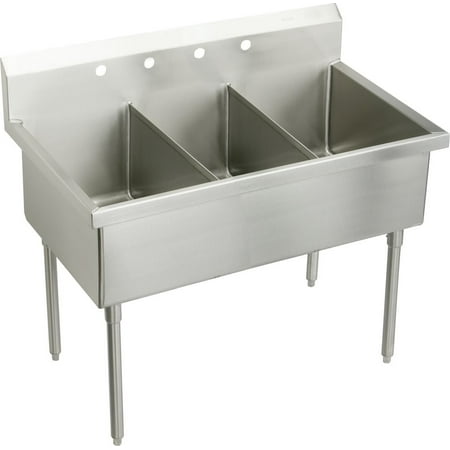 Elkay Wnsf8360of Weldbilt 63" Triple Basin Free Standing Stainless Steel Utility Sink - 4