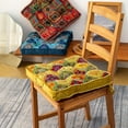 thumbnail image 2 of Velvet Chair Seat Cushions for Kitchen Dining Room Chairs Boho Printed Chair Pad with Ties Soft and Comfortable Square Chair Cushion 16"x16", 2 of 14