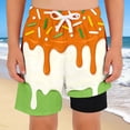 thumbnail image 2 of Elara Kids Ice Cream Print Athletic Shorts – Unisex Summer Active Shorts for Boys & Girls, Lightweight Play Shorts Ages 2-14 Orange 130, 2 of 4