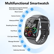Smart Watch Fits for Android and IPhone, 1.85 inch Fitness Tracker, Men Women's Smartwatch with Answer/Make Calls/112+ Sports Modes/Message Reminder, IP68 Waterproof, for Gift Black