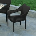 thumbnail image 3 of Emma + Oliver Set of Two All-Weather Indoor/Outdoor Stacking Patio Dining Chairs with Steel Frame and Weather Resistant PE Rattan in Black, 3 of 11