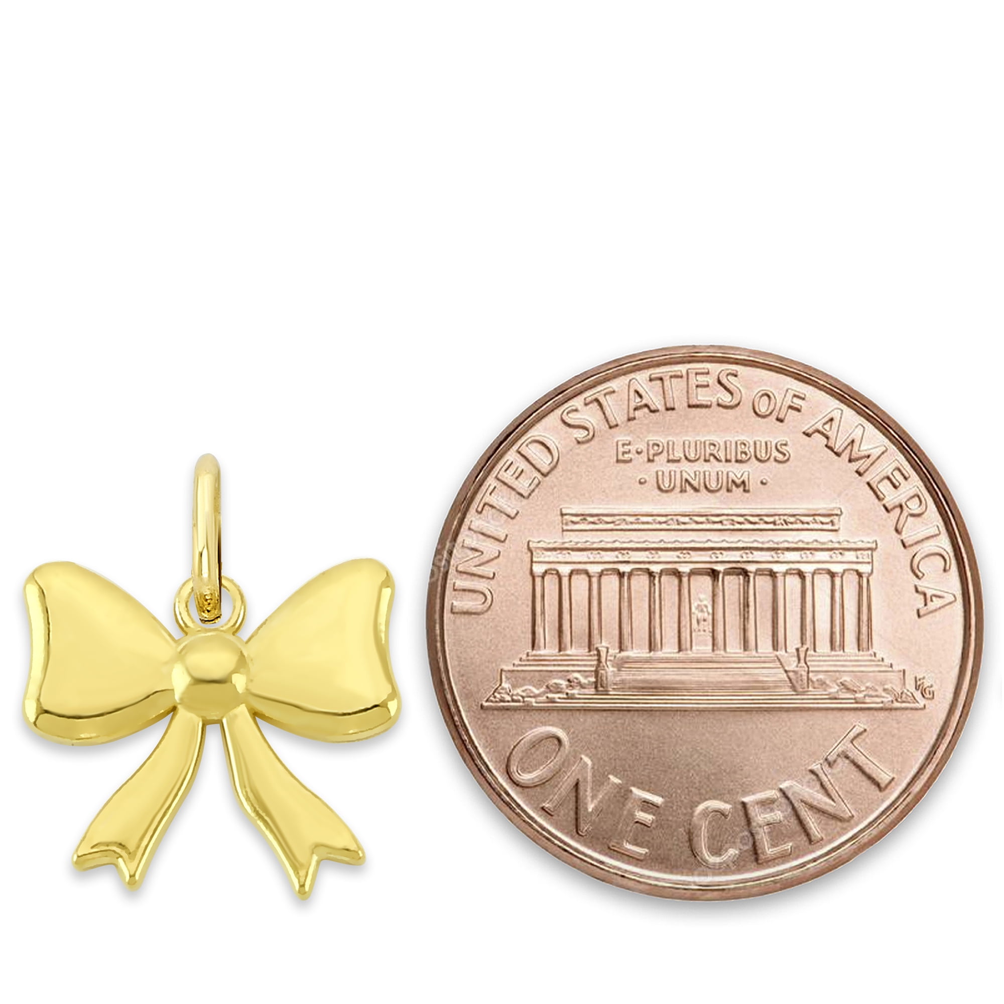 Golden Fire Solid 10K Gold Bow Charm - Classic Gift for Women