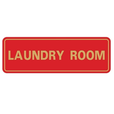 Standard Laundry Sign - Red / Gold - Small 2" X 6"