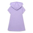 thumbnail image 2 of Wonder Nation Girls Terry Toweling Hooded Zip Swimsuit Coverup Dress with UPF50+, Sizes 4-18, 2 of 4