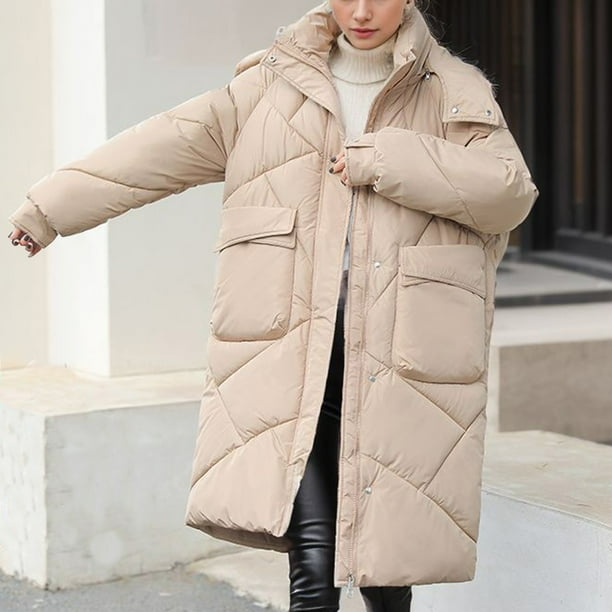 Chaquetas y abrigos casuales de manga larga sin capucha para mujer, chaqueta de manga larga con aislamiento de color liso, chaqueta de cuello alto, chaqueta de invierno ajustada, abrigo para mujer