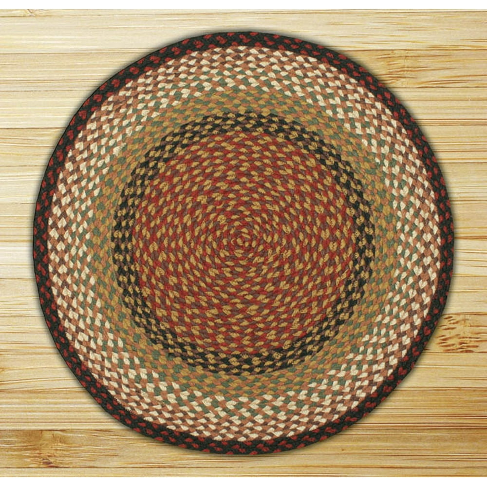 Earth Rugs C19 Burgundy / Mustard Round Braided Rug 7.75 Feet x 7.75