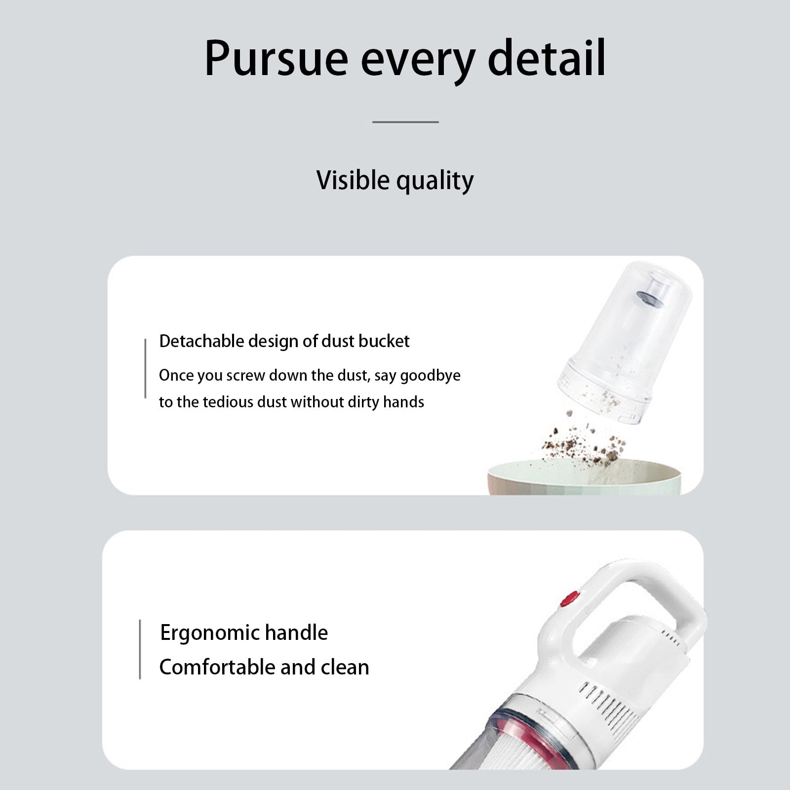 Portable Handheld Vacuum Cleaner,12000Pa High Power Suction Wet & Dry Wireless Mini Vacuum,Compact Design with Long Battery Life and Easy Filter Cleaning,for Cars,Floors,and Stairs-White