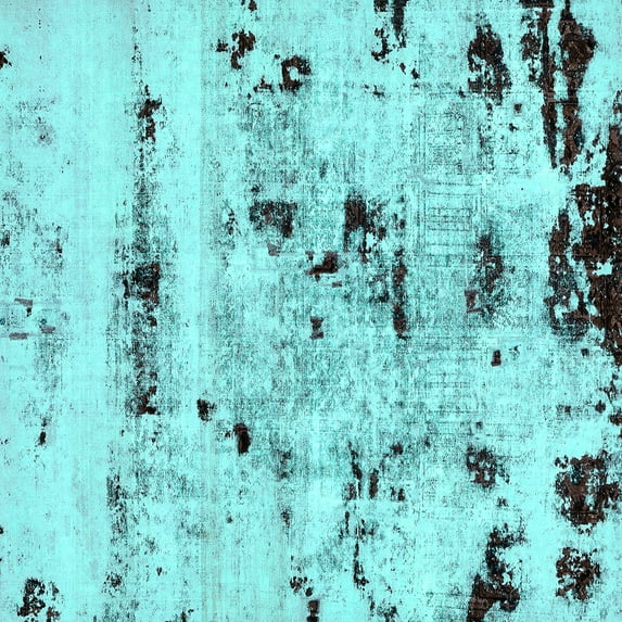 Ahgly Company Indoor Square Abstract Turquoise Blue Modern Area Rugs, 5' Square