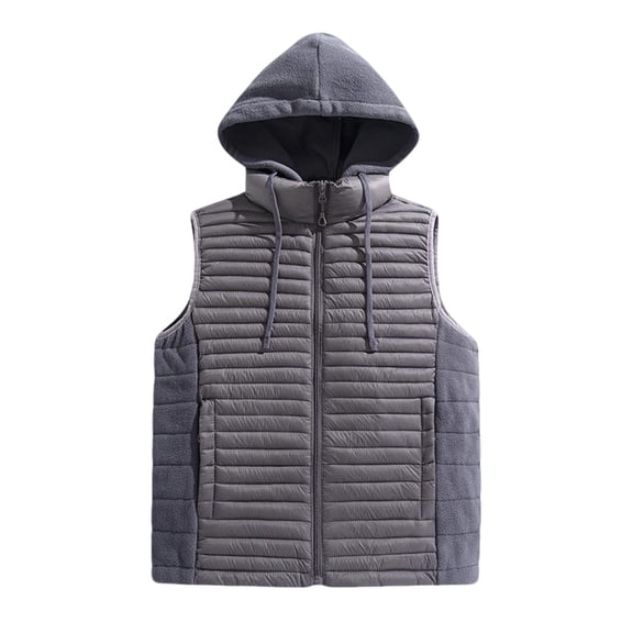 Dagegui Lightweight Hooded Quilted Vest for Men Sleeveless Jackets Outdoor Hiking Travel Vests with Pockets Gray L