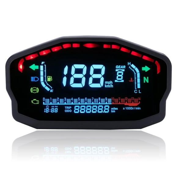Universally Motorcycle LCD Digital Speedometer Tachometer Odometer Gauge For DC8-12V Black Housing
