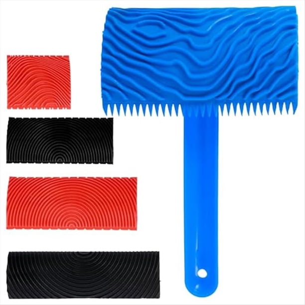 Rodillo de goma reutilizable con diseño de vetas de madera para pared y suelo.