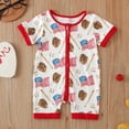 thumbnail image 2 of eileial Baby Boy Romper 4th of July Baby Clothes Girl Boy Smocked Bubble Romper Flag Plaid Overalls First 4th of July Outfit,White 3-6 Months, 2 of 6