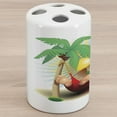 thumbnail image 1 of Beach Ceramic Toothbrush Holder, Illustration Relax Exotic Summer Holidays on Hammock Theme Hot Paradise Lands, Decorative Versatile Countertop for Bathroom, 4.5" X 2.7", Multicolor, by Ambesonne, 1 of 4