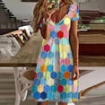 thumbnail image 1 of Qiopertar Mode Femmes Décontractée Col en V Été Manches Courtes Robe Pull Imprimée Grandes Économies de Vacances! Moins de 5$ jusqu'à 90 % de Réduction, 1 of 5
